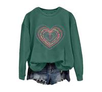 2026 Accoglienti Felpe per Donna Felpa Carino Love Heart Lollipop Graphic Shirt Manica Lunga Girocollo Pullover Top Camicetta Regali, Verde, S