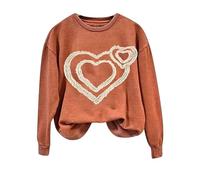 2026 Accoglienti Felpe per Donna Primavera Autunno Nuovo Tempo Libero Moda Stampa Amore Manica Lunga Felpa con Cappuccio Camicetta per la Vita, Arancione, L