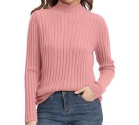 2026 Accoglienti Maglioni tinta unita per le donne Top Maglioni a collo alto da donna 2025 Autunno Pullover a maniche lunghe Maglione a costine Top di base Maglioni per abiti da allenamento all'aperto