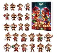 2026 advent calendarr Monkey Acrylic Ornaments 24 Day Countdown Toy