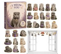 2026 Advent Cat Calendar - 24-Piece 2D Acrylic Christmas Ornament Set