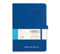 2026 Agenda - Forbes by Tangible Stationery Co. Ltd - A5 - Vista Settimana con Appuntamenti - Carta Avorio 80gsm - Chiusura Elastica - Versione Personalizzata - Blu