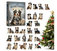 2026 Australian Shepherd, 24-Day Christmas Countdown Decor | Celebrate the holiday countdown with 24 flat acrylic Australian Shepherd ornaments, a festive collectible gift for dog