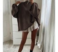 2026 Autunno/Inverno Nuovo Maglione Lavorato a Maglia Casual Oversize con Collo Alto per Donne, Stile di Strada alla Moda, Abbigliamento per il Ritorno a Scuola, Abiti Bianchi, San Valentino, Capodann