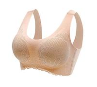 2026 - Biancheria intima da donna senza anello in acciaio, reggiseno per dormire, biancheria intima in lattice, schiena senza lasciare traccia, bustino del cuore e, cachi, XXL