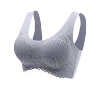 2026 - Biancheria intima da donna senza anello in acciaio, reggiseno per dormire, biancheria intima in lattice, schiena senza lasciare traccia, bustino del cuore e, grigio., 3XL