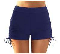 2026 Bikini da donna Plus Size High Waist Bottoms Swim Briefs Beach Shorts Ruched Bottom High Cut Swim Bottom Full Coverage Swimsuit Bottom Sports Yoga Shorts Swimbottom Camicia Natale Uomo, Blu scuro