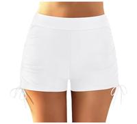 2026 Bikini da donna Plus Size High Waist Bottoms Swim Briefs Beach Shorts Ruched Bottom High Cut Swim Bottom Full Coverage Swimsuit Bottom Sports Yoga Shorts Swimbottom Camicia Natale Uomo, bianco, L