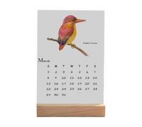2026 Bird Calendar - Artistic Vertical Watercolor Planner, Elegant Monthly Desktop Display | With Wooden Stand Base, Funny Avian Illustrations For Home Office Desk Organization Decor Gift