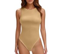 2026 - Body Shapewear da donna senza cuciture, corpo intero dimagrante per la vita quotidiana con chiusura a pressione, comoda biancheria intima da sposa elasticizzata, cachi, S