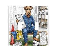 2026 Calcio Airedale Terrier Dog Decorative Light Switch Cover Placca da parete 2 gang doppia levetta, pronto per partita cucciolo allenatore piastra elettrica piastra elettrica per la stanza