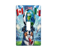 2026 Calcio Australian Shepherd Dog Decorative Light Switch Cover Plate 1 Gang Single Toggle, Match Day Celebrate Puppy Electrical Switchplate, Sport Pattern Electrical Faceplate per la stanza
