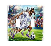 2026 Calcio Belga Malinois Cane Decorativo Interruttore Della Luce Copertura Piastra Da Parete 2 Gang Doppio Toggle, Match Day Puppy Dribbling Passato Piastra Elettrica Passata, Stampa Sportiva