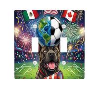 2026 Calcio Cane Corso Cane Decorativo Interruttore Luce Piastra di Copertura 2 Gang Doppio Toggle, Match Day Celebrate Puppy Piastra Elettrica Modello Sportivo Frontale per Camera