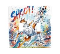 2026 Calcio Shiba Inu Dog Decorative Light Switch Cover Piastra da Parete 2 Gang Doppio Toggle, Match Day Puppy Volley Sparare Piastra Elettrica, Sportivo Frontale Elettrico per Camera da Letto