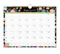 2026 Calendar - 2026 Wall Calendar with 12 Months, Jan. 2026 - Dec. 2026, Wall Calendar with Twin-Wire Binding + 11" x 8.5" + Hanging Hook + Ruled Blocks with Julian Dates - Black Floral