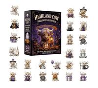 2026 Calendar Advent 24 Days Acrylic, 2D Cute Cow Design Figurines