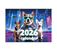 2026 - Calendario da parete per cani tecnologici da 12 mesi, per soggiorno, camera da letto, studio, aula, ufficio, scuola, studio, studio, dormitorio, studenti, freelance