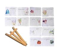 2026 Calendars Desk - Monthly Agenda Planner with Wooden Base Stand, Clear Calendar Sheets for Work Study Organization, Practical Desktop Schedule Display for Bedroom, School