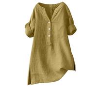 2026 Camicetta Donna Chic ed Elegante Camicia Lino e Cotone Donna Camicette e Camicette Casual Top Tshirt Manica Corta Tinta unita Tunica Camicetta di Grandi Dimensioni Traspirante Abbigliamento