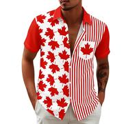 2026 Camicia casual a maniche corte con elegante design stampato, materiale comodo e traspirante per tutti i giorni e le attività all'aperto., Colore: rosso, 5XL