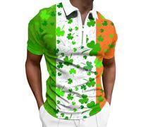 2026 Camicia da uomo con stampa digitale 3D, mezza cerniera, manica corta, bianco, 3XL