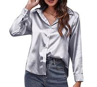 2026 - Camicia di raso da donna in seta imitazione a maniche lunghe camicia europea americana abbigliamento di frontiera per il commercio estero degli ordini recenti Visualizza, Gy1, S