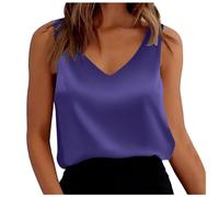 2026 - Canotte in raso da donna, vestibilità larga, senza maniche, Camisole con scollo a V, leggings da donna con top, Lilla, XXL