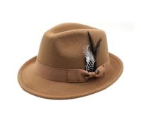 2026 Cappello da birra tedesco Fedora tradizionale con piuma, per feste in costume da Oktoberfest ed eventi all'aperto, cappello da pescatore blu per bambini (cachi, taglia unica)