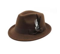 2026 Cappello da birra tedesco Fedora tradizionale con piuma, per feste in costume da Oktoberfest ed eventi all'aperto, cappello da pescatore ragazza 49 (caffè, taglia unica)