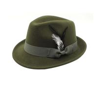 2026 Cappello da birra tedesco Fedora tradizionale con piuma, per feste in costume da Oktoberfest ed eventi all'aperto, cappello da pescatore blu per bambini (verde militare, taglia unica)