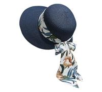 2026 - Cappello da sole da donna, pieghevole, tesa larga, estiva/spiaggia con fiocco, cappello da sole da donna, per viaggi all'aperto, vacanze, UPF 50+, cappello estivo leggero, Blu marino, Taglia
