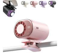 2026 Car Clip on Air Conditioner Fan with LED Display - 360° Rotation, 199 Speeds Adjustable, 16℃ Semi-Cooling Wide Clamp Detachable, USB Rechargeable (Pink)