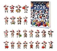 2026 Cartoon Cow Adventt calendar - 2D Acrylic Christmas Countdown
