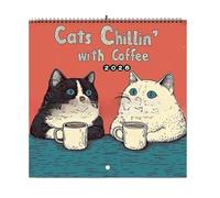 2026 Cat Calendar, Funny Kitten Drinking Coffee Monthly Calendar, 11.69x8.27 Inches January to December Wall Planner for Home, Office, School, Nursery, Scheduling, Planning