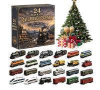 2026 Christmas Countdown Calendar - 24 Day Acrylic Train Models | Railway Theme, Christmas Countdown Set | Desk Shelf Bedroom School Office Holiday Decor, Collector Display