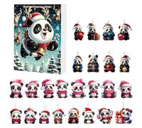 2026 Christmas Panda 2D Acrylic Ornament Countdown Set | Cute Panda Acrylic Ornaments For 24-day Festive Countdown. Great For Trees, Mantels, Car Decor, And Gift Giving.