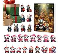 2026 Christmas Panda 2D Acrylic Ornament Countdown Set | Cute Panda Acrylic Ornaments For 24-day Festive Countdown. Great For Trees, Mantels, Car Decor, And Gift Giving.
