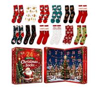 2026 Christmas Sock - 24-Day Box with 12 Pairs Holiday Sock | Includes 12 Pairs Breathable Nylon Cartoon Socks (Santa & Snowman Designs), Unisex Adult Sizing, Box: 10.43x7.28x3.54 Inches