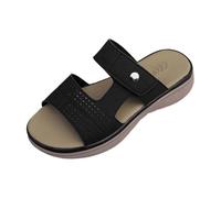 2026 Ciabatte da donna alla moda morbida ecopelle comodi sandali casual con suola antiscivolo tacco piatto per spiaggia quotidiana Basic, Nero , 41 EU