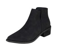 2026 Commercio Estero Stivali Corti Autunno E Inverno Tinta Unita Cento Con Tacco Spesso, Non Stanco Piedi Testa Stivali In Pelle Scarpe Da Donna, Nero , 42 EU