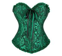 2026 corsetto da donna con lacci in raso disossato overbust bustier plus size lingerie da sposa bodyshaper gotico sottoseno body costume di Halloween, Verde, 6XL