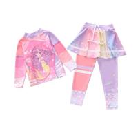 2026 Costume da bagno da ragazza in due pezzi con stampa a cartone animato carino per prendere il sole per tankini sport costume da bagno moda costumi da bagno, Rosa2, 10-11 Anni