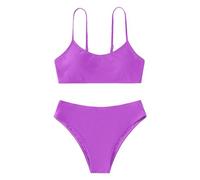 2026 - Costume da bagno multicolore senza spalline per ragazze, piccolo bikini carino per bambini grandi, abbigliamento sportivo top da bagno bambino, Lilla, 11-13 anni