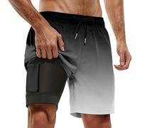 2026 Costume da uomo casual Fashion Sports Beach Plus Size Gradient Stampato Double Layer Beach Pants, grigio., M