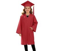 2026 Costume Laurea Divertente Bambino 2-16 Anni 2 Pezzi With Toga Laurea E Cappello Completo Opaco Elegante Con Tasche Per Asilo Cerimonia Festa Scuola Materna Elementare Media E Foto Diploma,Rosso