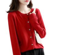 2026 Cream Cashmere Cardigans for Women Button up Open Front Crew Neck Sweaters Lightweight Long Sleeve Tops Cozy Outfits (Wine,XXL)