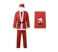 2026 Cristo Costume di Natale Cosplay Santa Maschio Suit Tessuto Non Tessuto Sei Pezzi Set, Rosso, Taglia unica