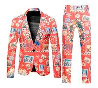 2026 Cristo maschio Natale a tema a maniche lunghe Set, Rosso anguria, S