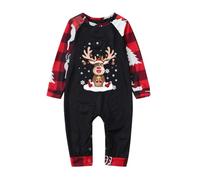 2026 Cristo Natale Donne Manica Lunga Lettera Stampa T Shirt Top Pantaloni Leggeri Pigiameria Vacanza Famiglia Pigiama Abbinamento, Nero , 1 mese